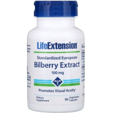Life Extension, Standardisiertes europäisches Blaubeeren-Extrakt, 100 mg, 90 pflanzliche Kapseln