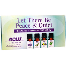 NOW Foods, Laat Er Vrede & Rust Zijn, Ontspannende Essentiële Olien Kit, 4 Flessen, 1/3 fl oz (10 ml) Each