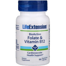 Life Extension, Bioaktywny, Folatek & Witamina B12, 90 Vegetarian Capsuły