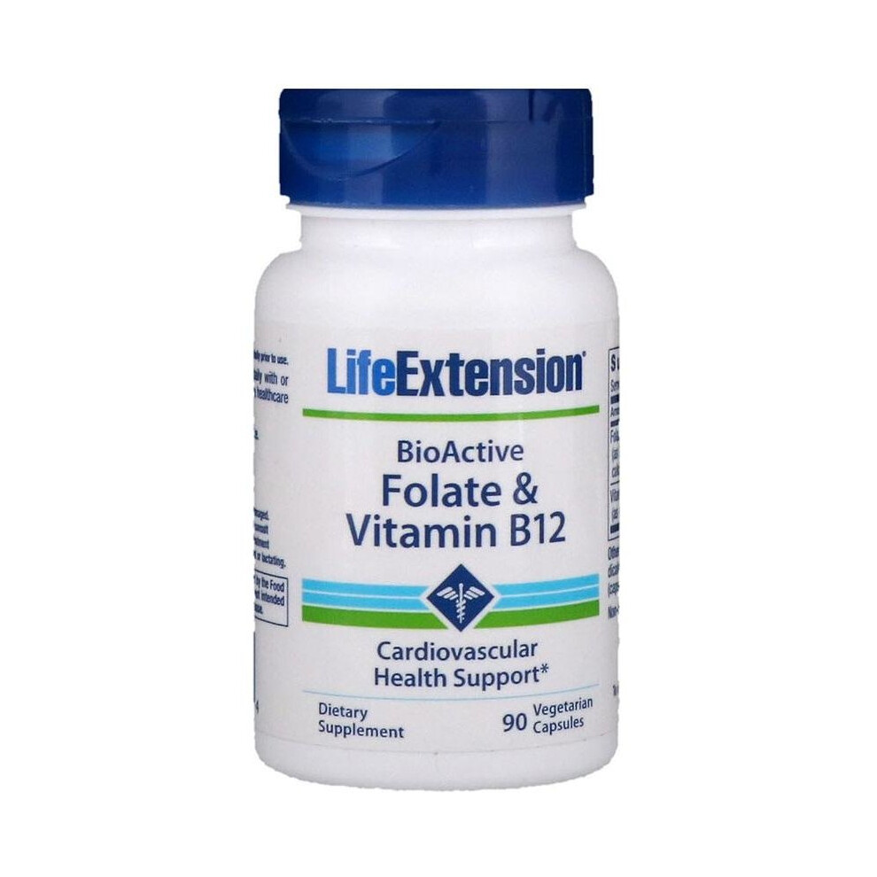 Life Extension Green (90 Vcaps) Bioactive Folate & Vitamin B12 - 90 Vcaps