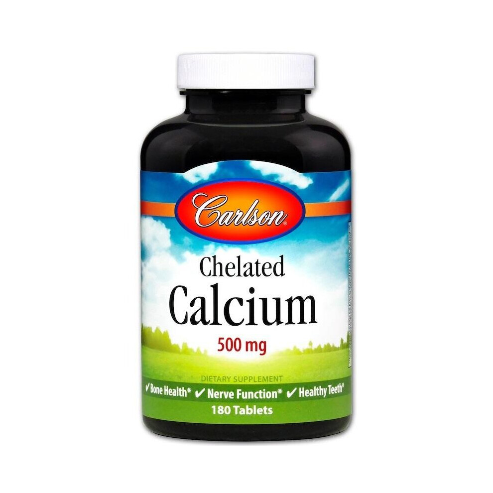Carlson Labs (180 Tabs) Chelated Calcium, 500Mg - 180 Tabs