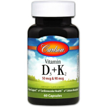 Carlson Vitamin D3 2000 IU with K2 MK7 - 60 Vegetarian Capsules