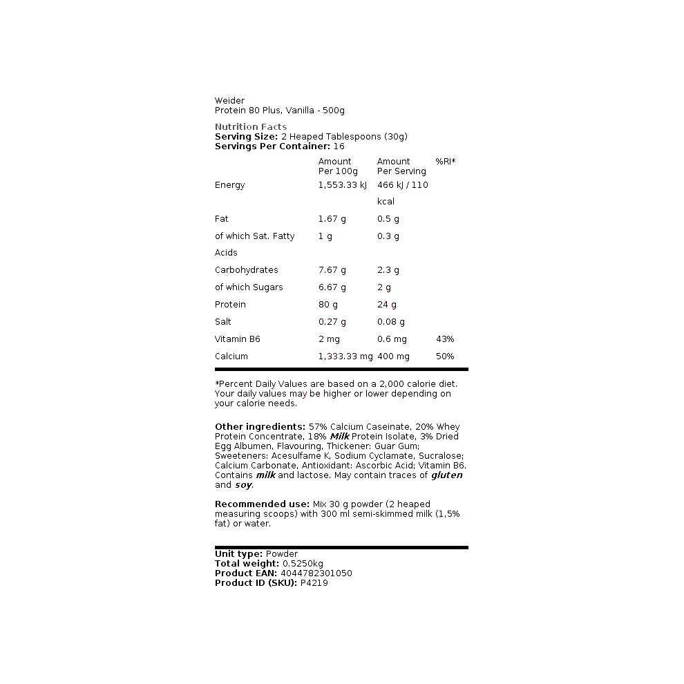 Weider (500G) Protein 80 Plus