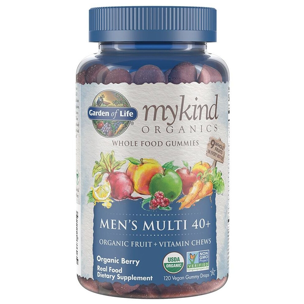 Garden Of Life (120 Vegan Gummy Drops) Mykind Organics Men's Multi 40+ Gummies, Organic Berry - 120 Vegan Gummy Drops