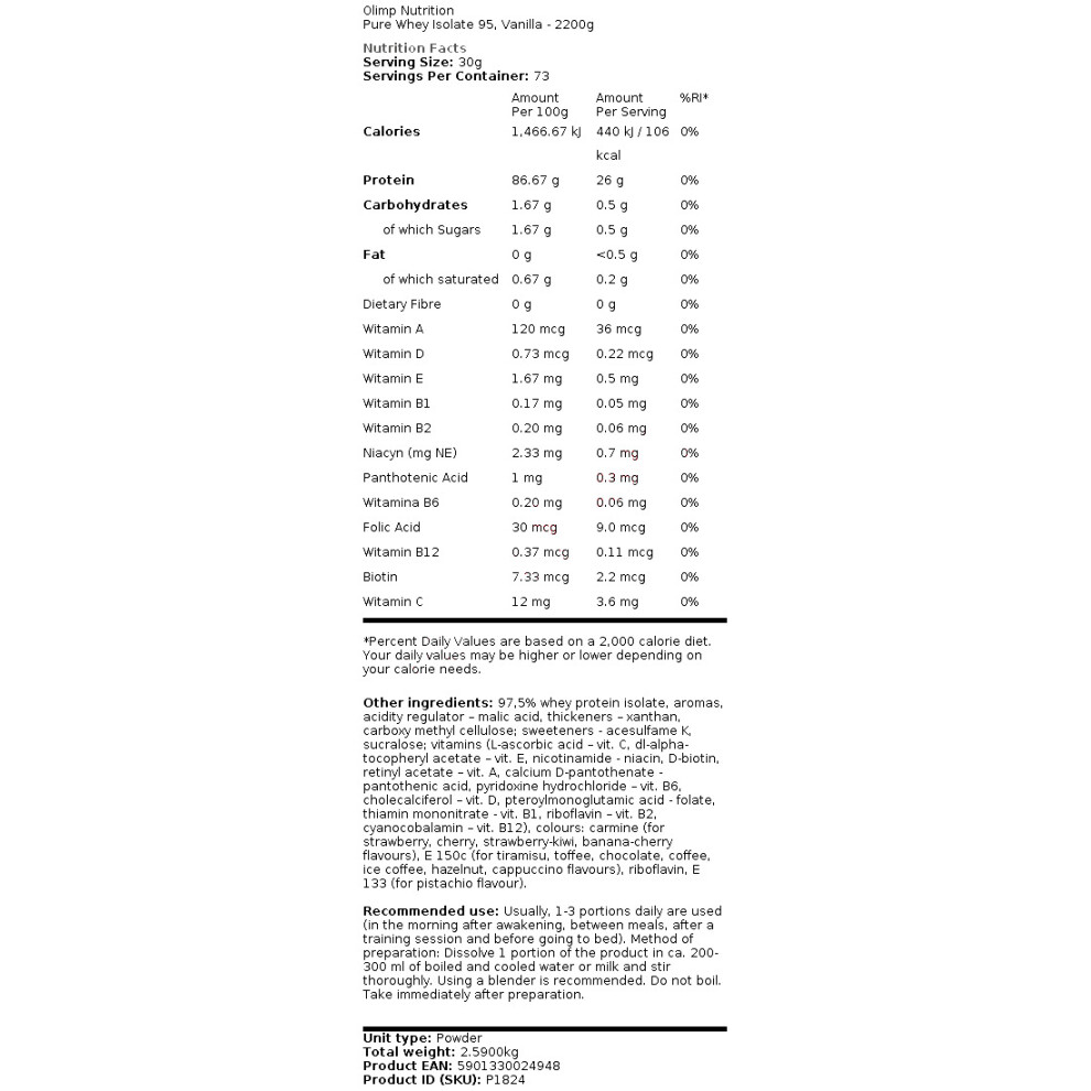 Olimp Nutrition (600G) Pure Whey Isolate 95