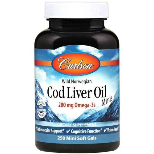 Carlson, Cod Liver Oil Minis Norvegiene, 250 Mini Capsule moi
