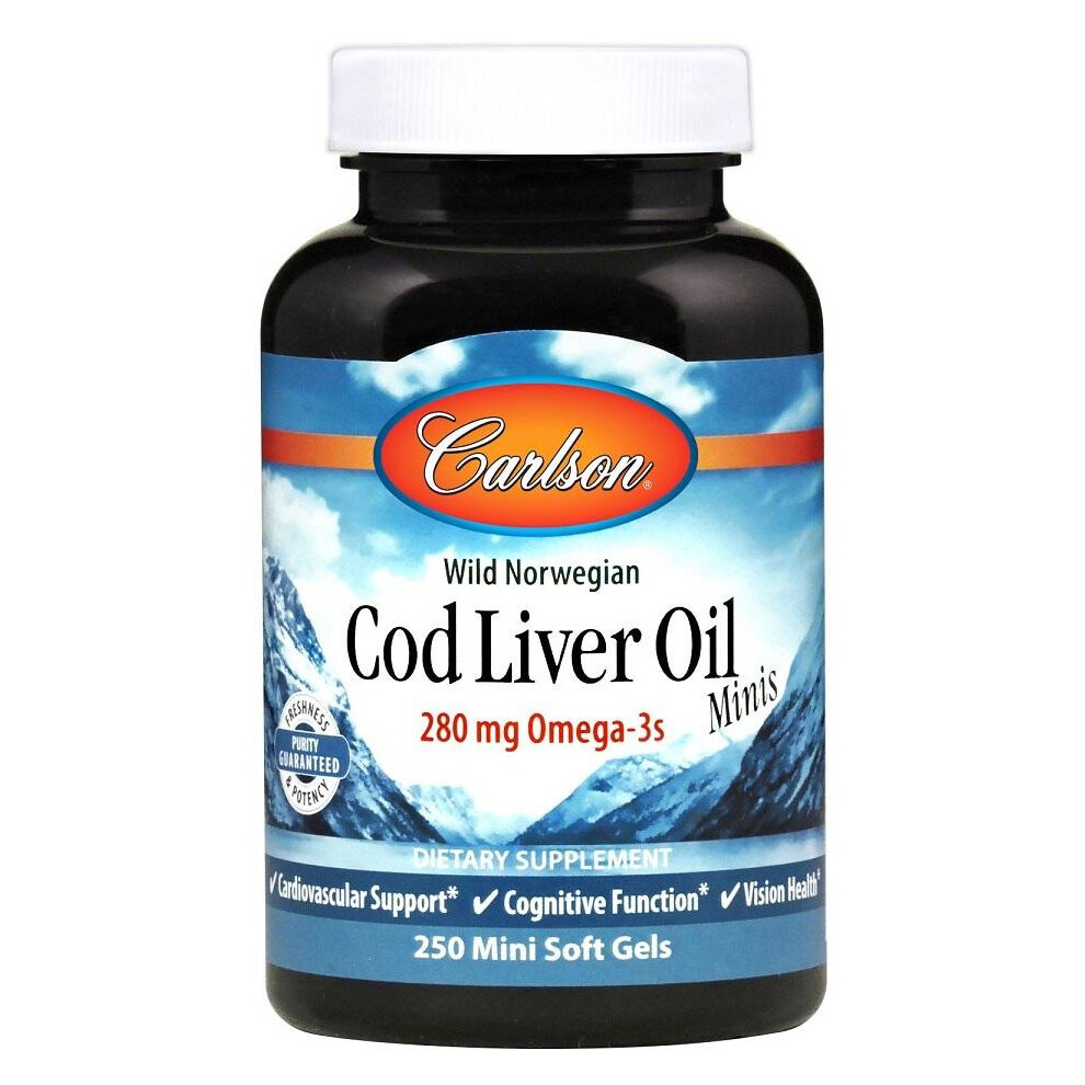 Carlson Labs (250 Mini Softgels) Cod Liver Oil Minis, 280Mg - 250 Mini Softgels