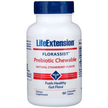 Life Extension, Florassist-Präbiotikum-Chewable, Natürliche Erdbeere, 60 vegetarische Kautabletten
