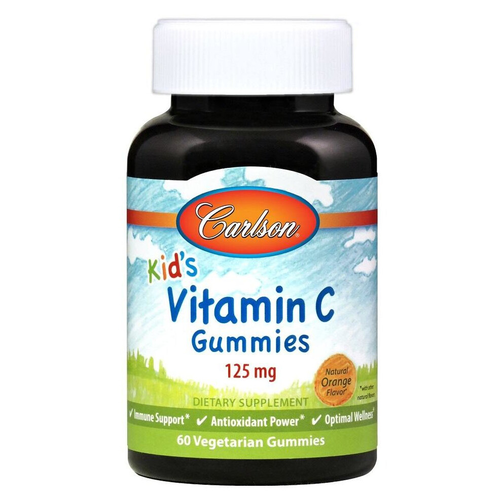 Carlson Labs Orange (60 Vegetarian Gummies) Kid's Vitamin C Gummies, 125Mg Natural - 60 Vegetarian Gummies