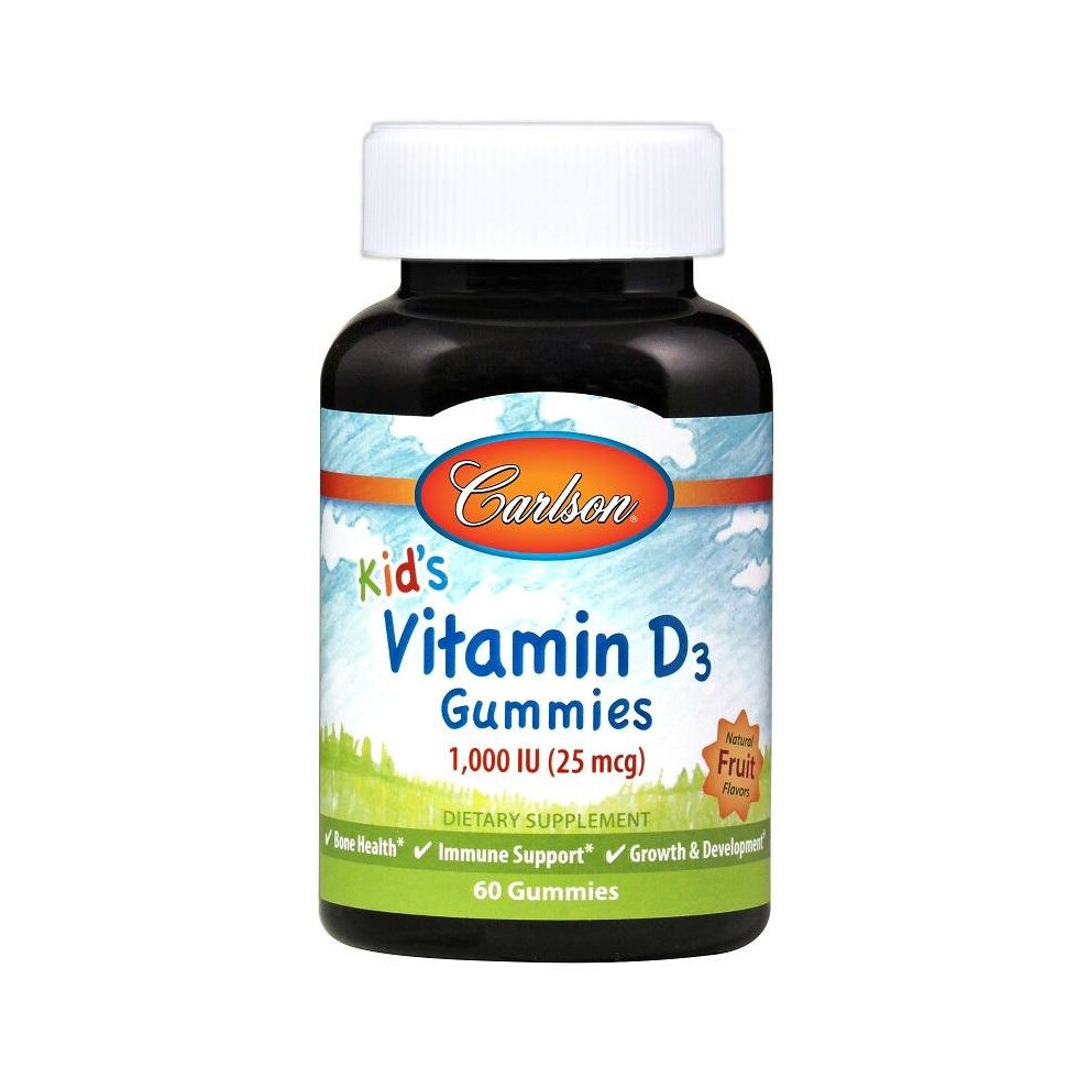 Carlson Labs (60 Gummies) Kid's Vitamin D3 Gummies, 1000 Iu Natural Fruit - 60 Gummies