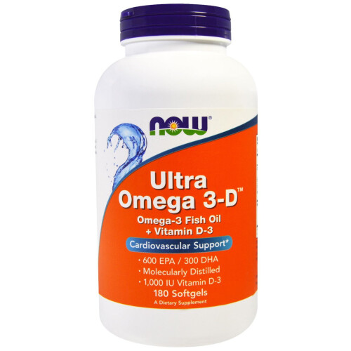 NOW Foods ΝΑΟΥ Φουντς, Υπερύθρινη Ωμέγα 3-D, 600 EPA / 300 DHA, 180 Γεμίδια Ιχθύος