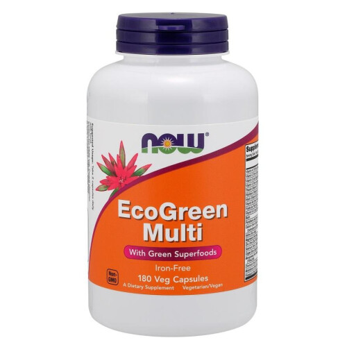 NOW Foods EcoGreen Multi, IJzervrij, 180 Veg Capsules