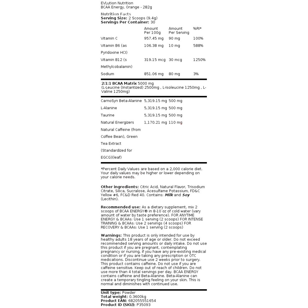 Evlution Nutrition (267G) Bcaa Energy