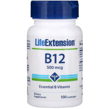 Life Extension, Witamina B12, Metylocobalamina, 500 mcg, 100 Vegetarian Lozenges