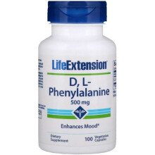 Life Extension, D, L-Fenilalanină, 500 mg, 100 Capsule Vegetariene