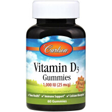 Carlson, Vitamin D3-Gummies, Natürliche Fruchtaromen, 25 mcg (1.000 IU), 60 Gummies