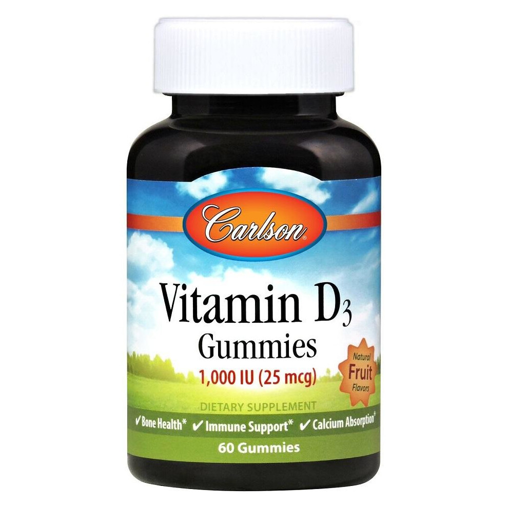 Carlson Labs (60 Gummies) Vitamin D3 Gummies, 1000 Iu Natural Fruit - 60 Gummies