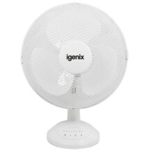 Igenix DF1210 12" 3 Speed Oscillating Quiet Operation Desk Fan White