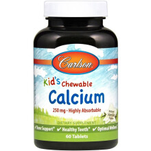 Carlson, Kinder, Kautabletten Calcium, Natürlich Vanille, 250 mg, 60 Tabletten