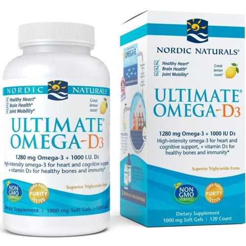 Nordic Naturals Νορδική Φύσεις, Ultimate Ωμέγα-D3, Λεμόνι, 60 Μягρά Γεμίσματα