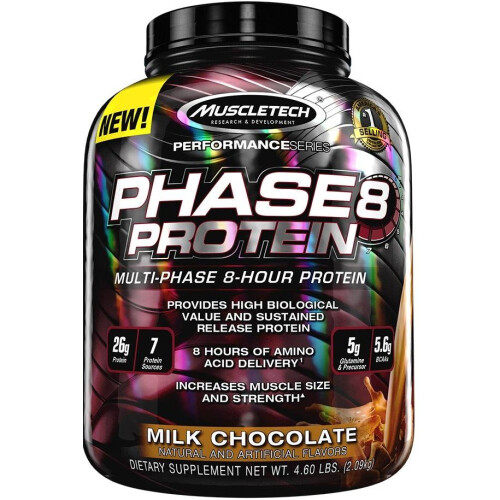 Muscletech Μασέλα Τεχνολογία, Πλατινέ 8-Ωραία Πρωτεΐνη, Γαλατόβανιλιέ, 4,60 lbs (2,09 kg)