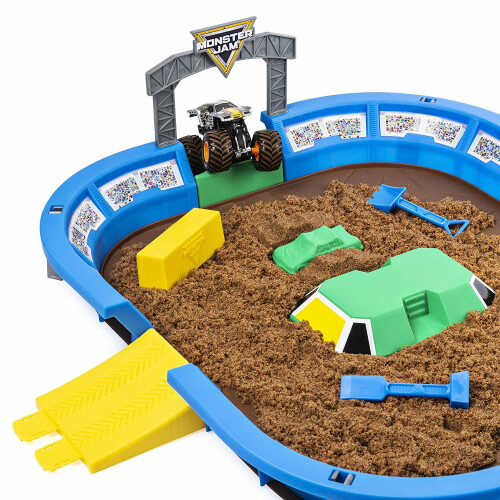 Spin Master Monster Jam Monster Dirt Arena Playset de 24 polegadas com 2 libras de sujeira de monstro e exclusivo 1:64 escala de monstro de monstro de monstr 2