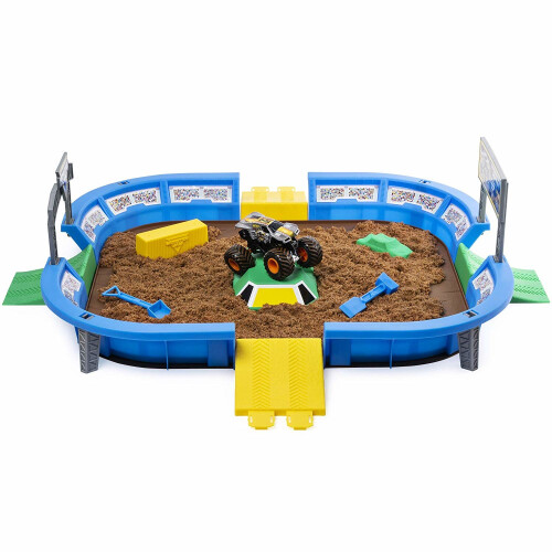 Spin Master Monster Jam Monster Dirt Arena Playset de 24 polegadas com 2 libras de sujeira de monstro e exclusivo 1:64 escala de monstro de monstro de monstr 1