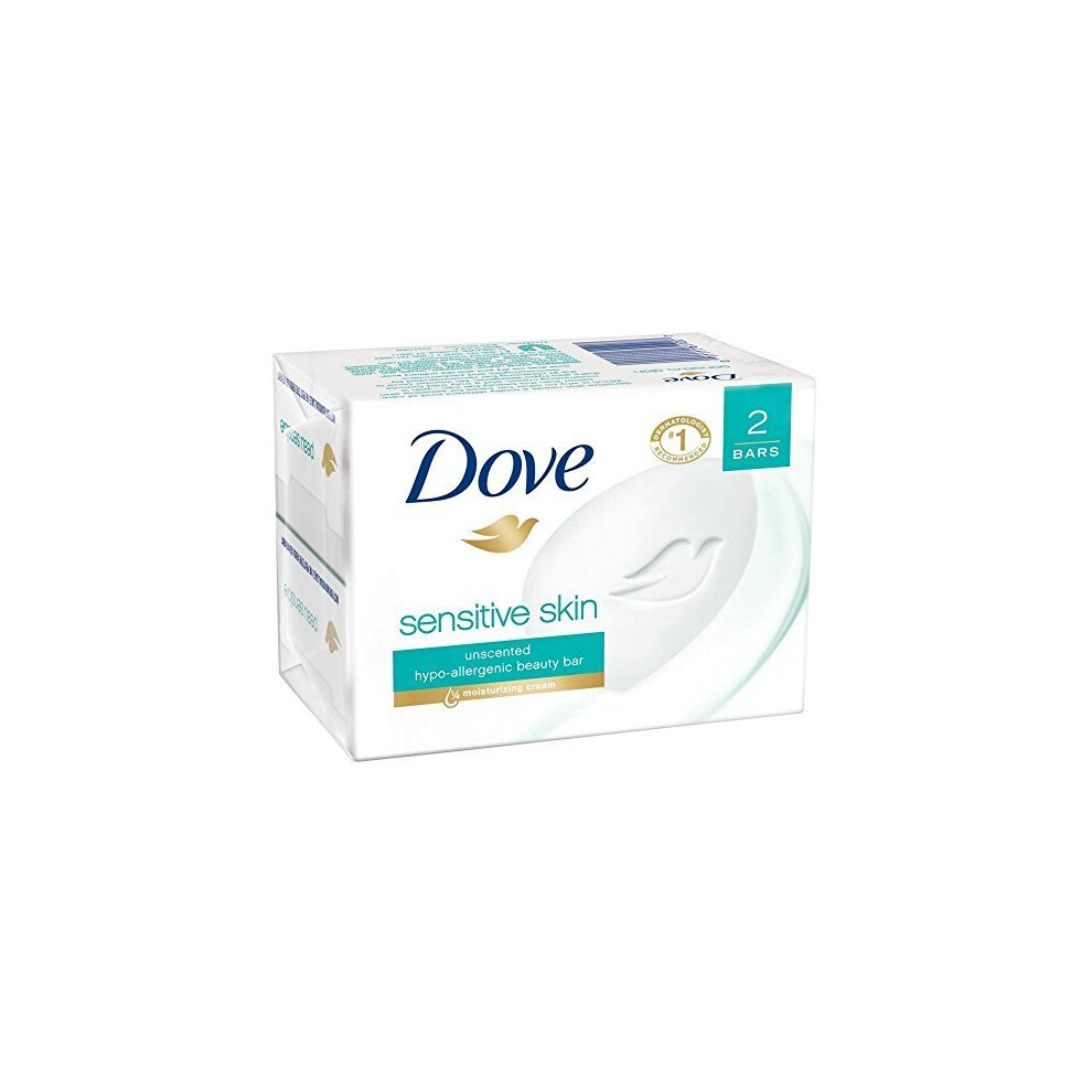 Dove Sensitive Skin Unscented Hypo-Allergenic Beauty Bar 4 oz - Gentle Daily Cleanser for Body and Face