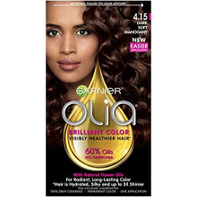 Garnier Olia Hair Color, 4.15 Dark Soft Mahogany, Ammonia Free Red Hair Dye (Packaging May Vary)
