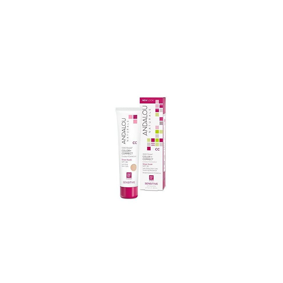 Andalou Naturals Cream 1000 Roses Cc Color + Correct Sheer Nude Spf 30, 2 Ounce
