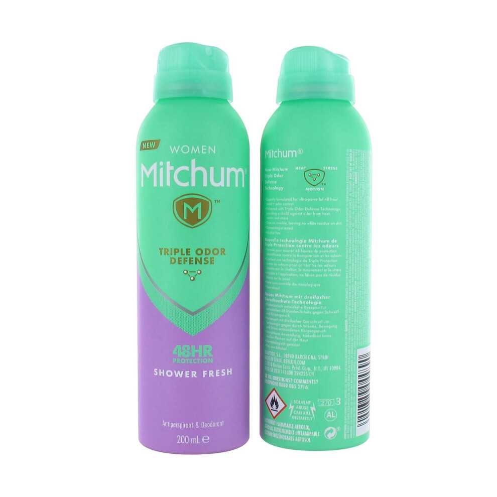 Mitchum Woman Shower Fresh Triple Odor Defense 48Hrs Protection Antiperspirant & Deodorant Spray 200Ml