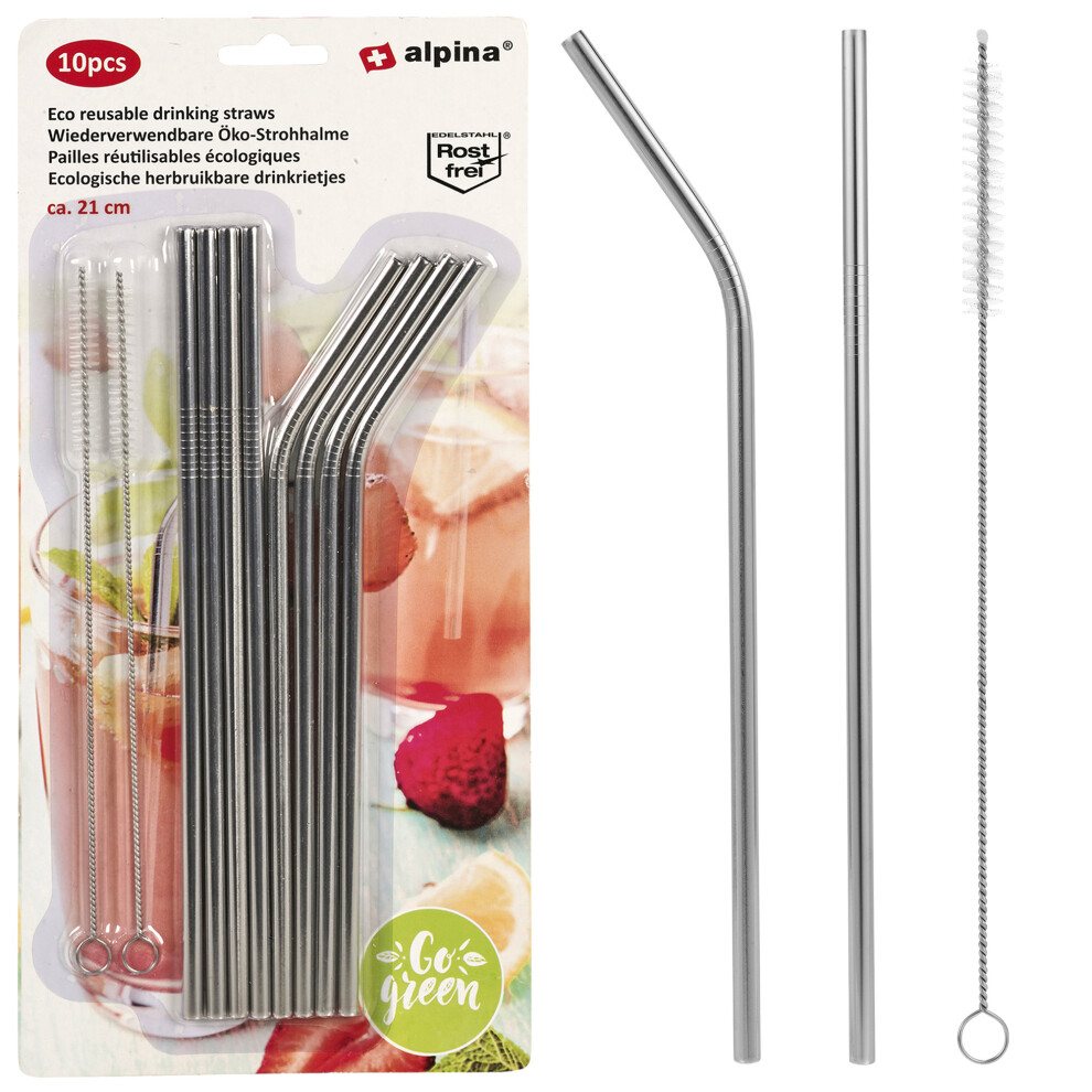 (20 PCS Set) 10 or 20 PCS Stainless Steel Metal Drinking Straws