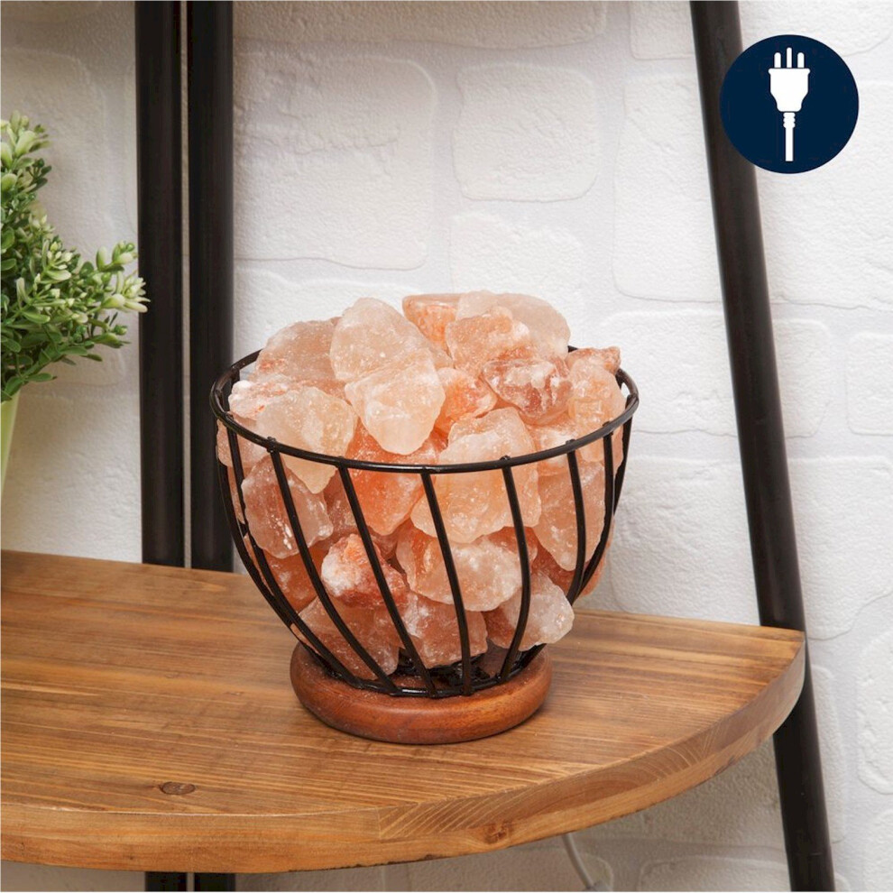 Himalayan Rock Salt Metal Basket Lamp