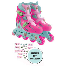 MV Sports LOL Surprise Inline Skates With Sticker Set and Easy Adjustment With Push Button To Adjust 4 Sizes 13J-3