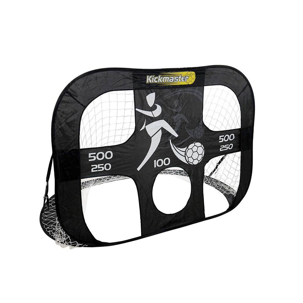 MV Sports Kickmaster Large Quick Up Football Goal & Target Shot 2 in 1 Portable Goal With In Built Target Shot Carry Bag Included Ages 5 Years+