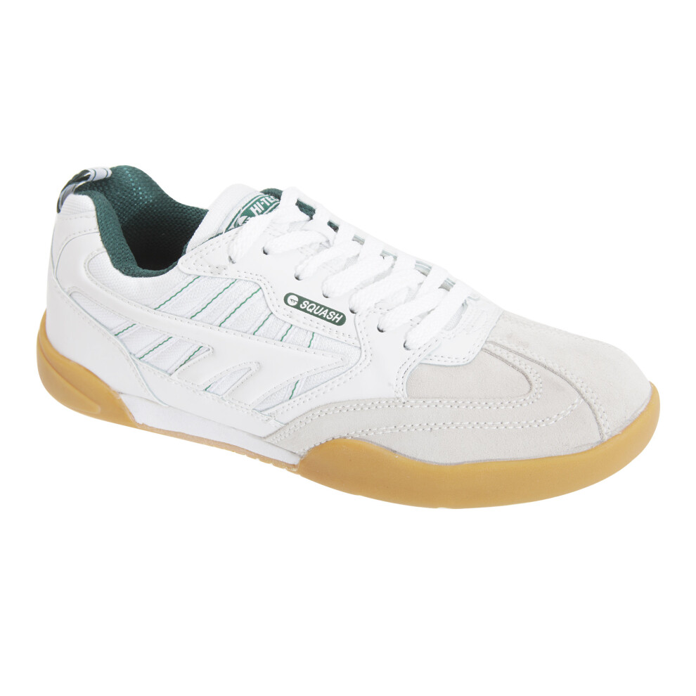 (9.5 UK, White) Hi-Tec Mens Non Marking Squash Classic Leather Trainers