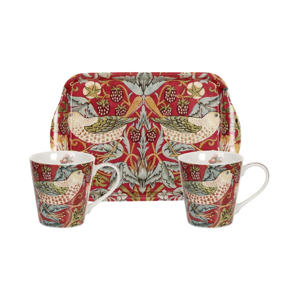 Pimpernel Morris & Co Strawberry Thief Mug And Tray Set Red
