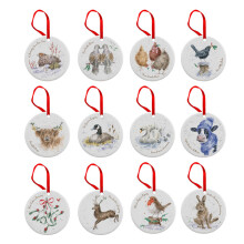 Royal Worcester Wrendale 12 Days of Christmas Decorations