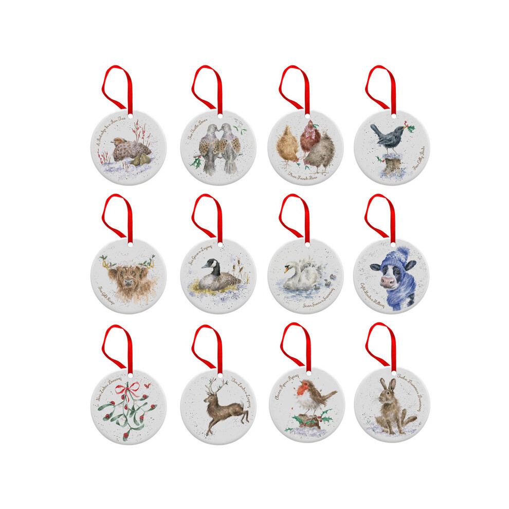 Royal Worcester Wrendale 12 Days of Christmas Decorations