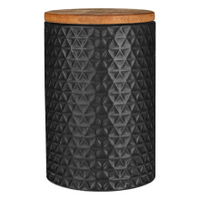 Premier Housewares Canister Matt Black Triangle with Bamboo Lid