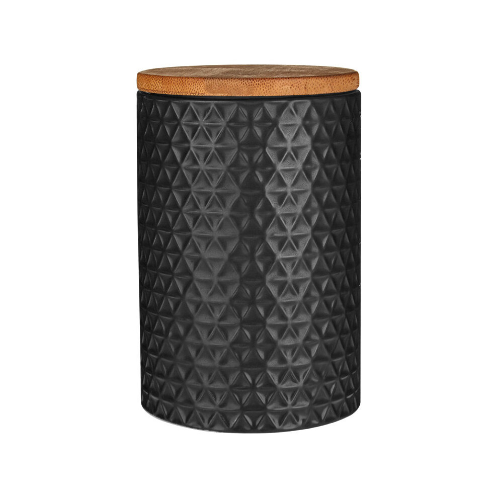 Premier Housewares Canister Matt Black Triangle with Bamboo Lid