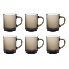 Duralex Set of 6 Versailles Mugs, Smoke 26cl