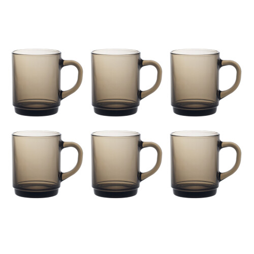 Duralex Duralex Set of 6 Versailles Mugs, Smoke 26cl