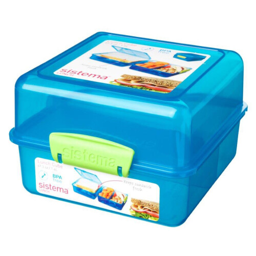 Sistema Sistema 3 Compartment 1.4L Lunch Cube Box Blue