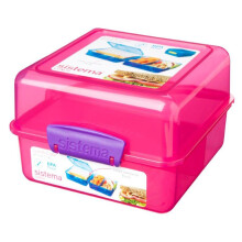 Sistema 3 Compartment 1.4L Lunch Cube Box Pink