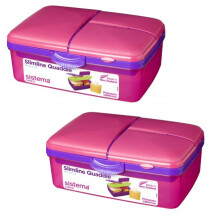 2 Sistema Pink 1.5L Quaddie Lunch Boxes