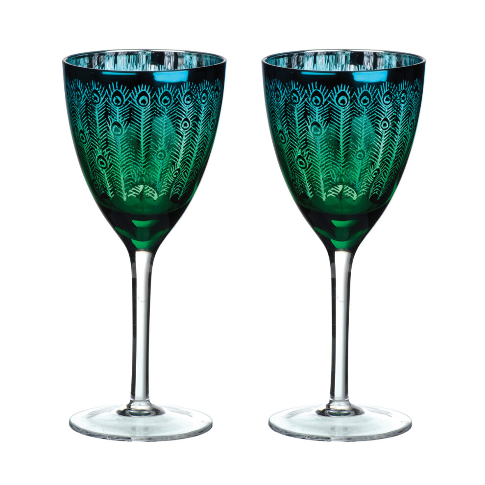 Artland Glassware Peacock Wine Glasses Set of 2