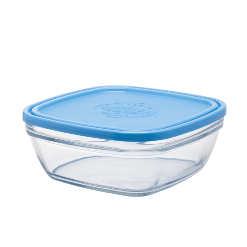 Duralex Duralex Freshbox Square Bowl with Blue Lid, 20cm 1