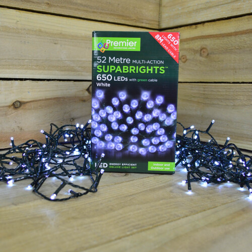 Premier Premier Deluxe Light Set - 52m Multi Action 650 Cool White LED SUPABRIGHTS 2