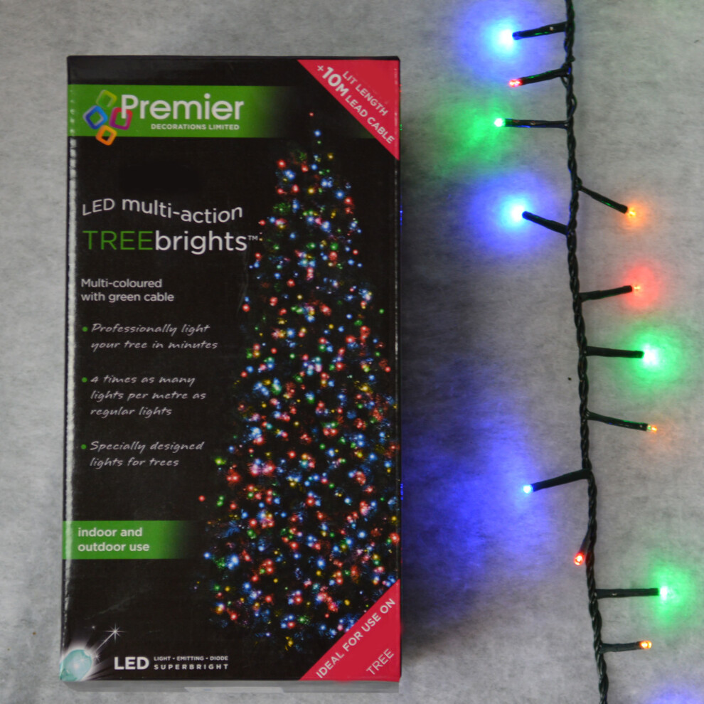 1,500 LED (37.5m) Premier TreeBrights Cluster Christmas Tree Lights MultiColour